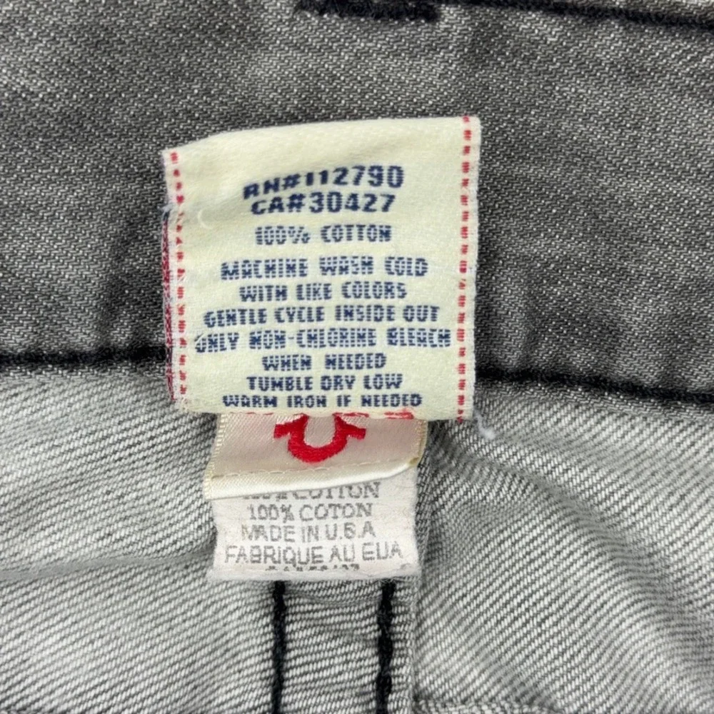 VTG True Religion Jeans Mens 34x32 Gray Ricky Straight Leg Denim Streetwear USA